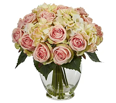 Nearly Natural Rose & Hydrangea Bouquet Arrangement
