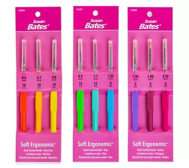 Susan Bates Steelite Soft Ergonomic Steel Crochet Hook Bundle