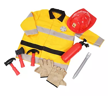 Playful Minds Firefighter Roleplay Set - 10pc Costume, Tools