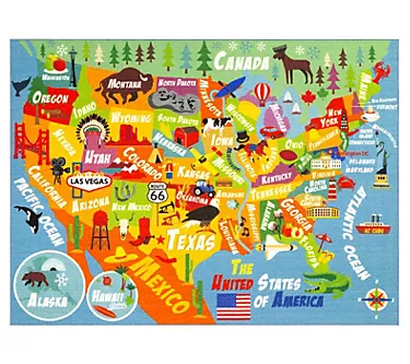 KC Cubs Map Rug: USA - 8x10'
