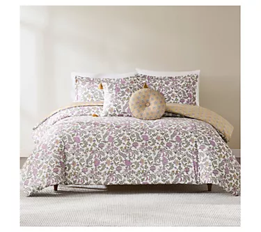 Lush Decor Lillian Block Reversible Comforter 5Pc Set F/Q
