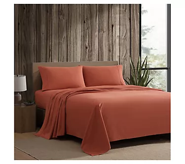 Eddie Bauer Deep Orange Cotton Percale Full Sheet Set
