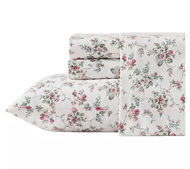 Laura Ashley Le Fleur Pink Cotton Flannel KingSheet Set