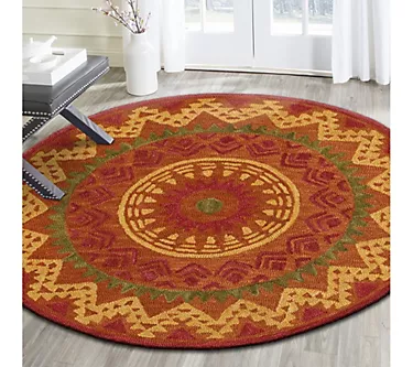377465-ox-bay-orange-geometric-medallion-wool-indoor-6-round-rug-1.webp