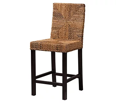bali & pari Laymi Mahogany Wood and Seagrass Counter Stool