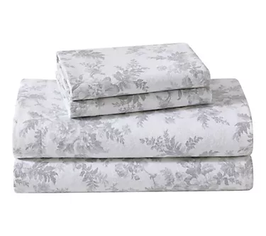 Laura Ashley Vanessa Grey King Flannel Sheet Set