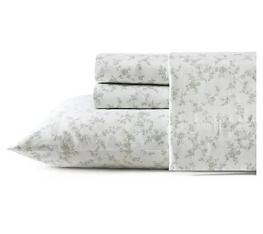 Laura Ashley Fiona White-Green King Sheet Set