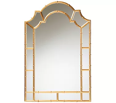Baxton Studio Bedivere Goldleaf Metal Accent Wall Mirror