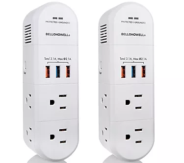 Bell & Howell Swivel Power Set of (2) 9-Outlet Surge Protector