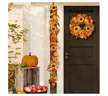 Glitzhome 6' Fall Maple Leaf and Sunflower Garland