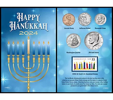 American Coin 2024 Hanukkah Stamp and Coin Collectible Card