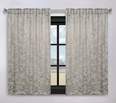 Superior Leaves Room Darkening Curtains with Back Tabs, 52x63