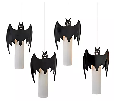 Set of 4 Floating Halloween Bat Candles by Gerson Co