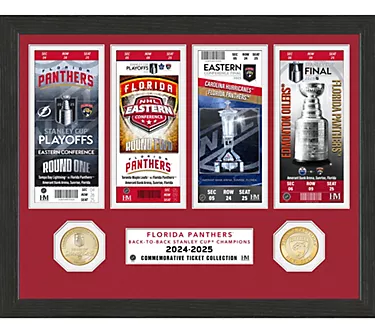 Highland Mint Florida Panthers 2025 Stanley Cup Ticket Frame