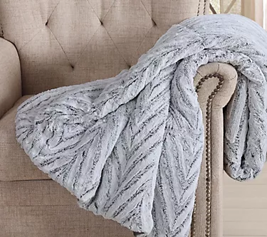 Christian Siriano Chevron Luxury Faux Fur Throwith Gift Box