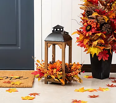 Glitzhome 20"H Fall Harvest Sunflower PineconeLantern