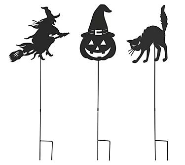 Glitzhome 36" Halloween Metal Silhouette Yard Stake S/3