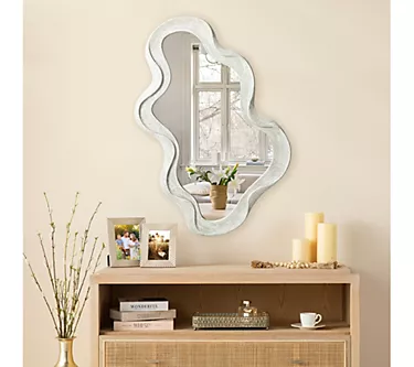 Glitzhome 32" H Washed White Wood Frame Wavy Wall Mirror 1 378619-glitzhome-32-h-washed-white-wood-frame-wavy-wall-mirror-1.webp