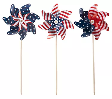 Glitzhome 32" USA Stars & Stripes Americana Yard Windmills S/3