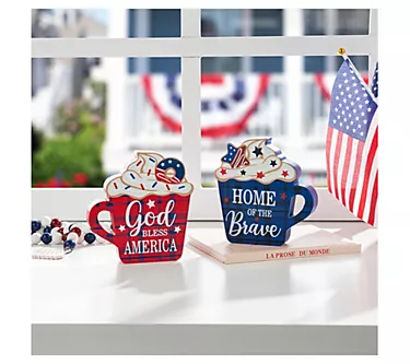 Glitzhome S/2 Patriotic Americana Coffee Cups Table Decor 1 378655-glitzhome-s-2-patriotic-americana-coffee-cups-table-decor-1.webp