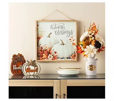 Glitzhome 16"H Fall Harvest Wooden Pumpkin WallHanging Art