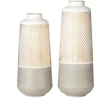 Glitzhome Farmhouse Distressed Table Vases S/2