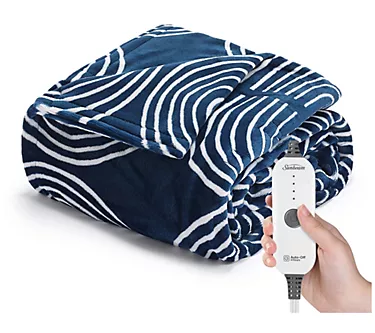 Sunbeam Ultimate Cozy Nordic Velvet Heated Throw Hand and Foot
