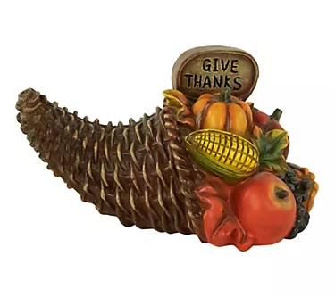 Northlight 8.5" Fall Harvest "Give Thanks" Cornucopia Decor