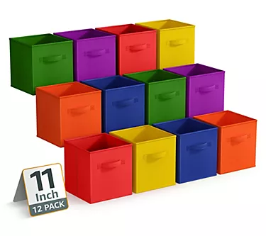 Sorbus 11" Storage Bins, 12 Pk Storage Cubes with Handles 1 378987-sorbus-11-storage-bins-12-pk-storage-cubes-with-handles-1.webp