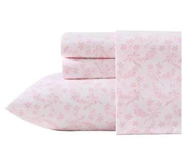 Laura Ashley Antoinette Pink Cotton Percale King Sheet Set