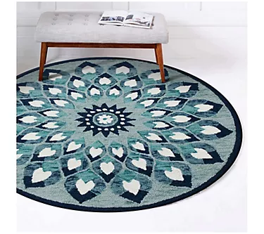 Ox Bay Geometric Medallion Hand-Tufted Wool Rug, 4' Round 1 379014-ox-bay-geometric-medallion-hand-tufted-wool-rug-4-round-1.webp
