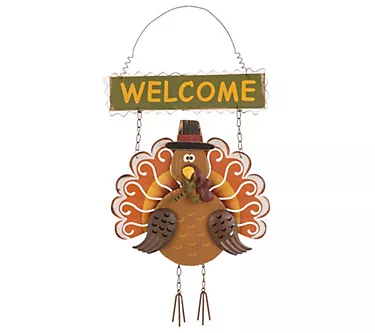 Glitzhome Happy Hanging Turkey Welcome Thanksgiving Decor