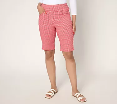 Belle by Kim Gravel Stretch Gingham Bermuda Short