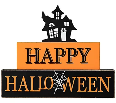 Glitzhome 9.5"L Halloween Wooden Haunted Houselock Sign