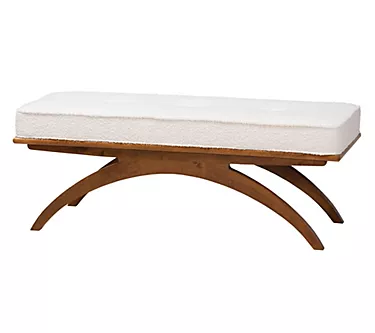 Baxton Studio Orella Boucle Fabric and Wood Bench