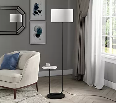 Hudson&Canal Jacinta Floor Lamp with Marble Tray Table