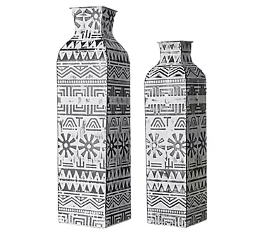 Glitzhome Global Boho Patterened and Textured Metal Vases S/2 1 379551-glitzhome-global-boho-patterened-and-textured-metal-vases-s-2-1.webp
