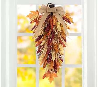 Glitzhome 28"H Fall Harvest Multi-Colored Sorghum Swag