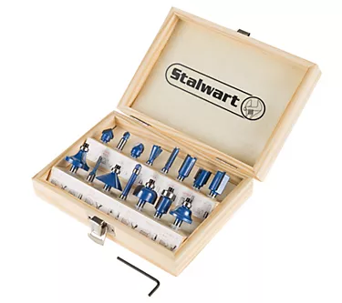 Stalwart Carbide Router Bit Set - 15PC Woodwork ing Tool Kit