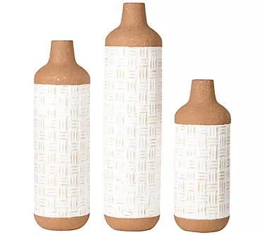 Glitzhome Farmhouse Boho Table Or Floor Metal Vases S/3