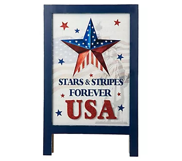 Glitzhome 24" USA Patriotic Americana Easel Porch Decor
