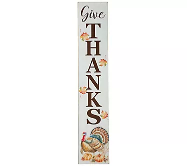 Glitzhome GIVE THANKS Thanksgiving 42" Wooden Prch Sign