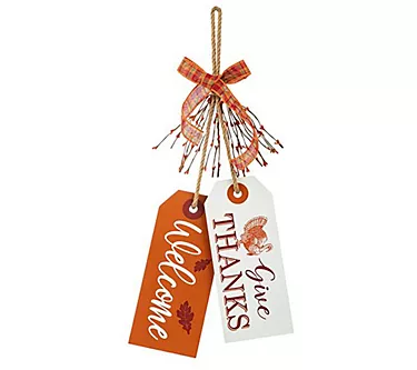 Glitzhome 24"H Thanksgiving Wooden "Give Thanks " Door Hanger