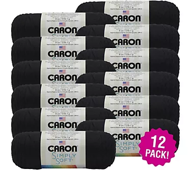 Caron Simply Soft Multipack of 12 Black  SolidsYarn