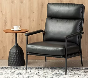 Glitzhome Mid-Century Modern Leatherette Armchair w/ High Back