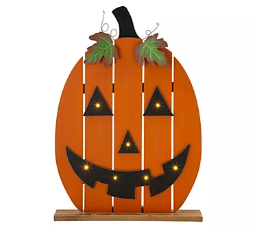 Glitzhome LED Lighted Wooden  Pumpkin Porch Decor