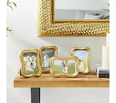 Glitzhome Vintage Gold Resin Tabletop Picture Frame Set of 4