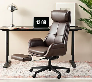 Glitzhome Modern Adjustable Swivel Office Chairwith Footrest