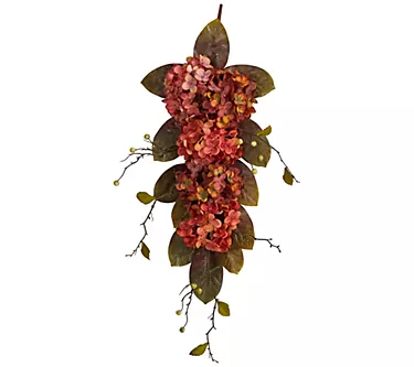 Nearly Natural 35" Autumn Hydrangea & Berry Fall Tear Dr