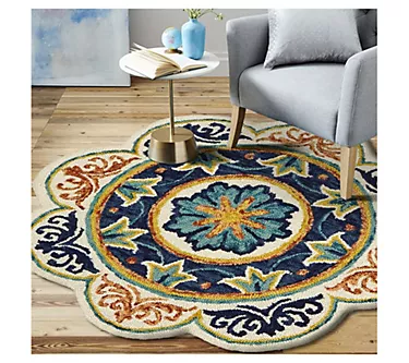 Ox Bay Maya Blue Floral Medallion Wool Indoor 6' Round Rug 1 380624-ox-bay-maya-blue-floral-medallion-wool-indoor-6-round-rug-1.webp